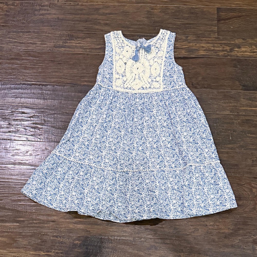 Mayoral Light Blue Floral Lace-Bib Dress size 8